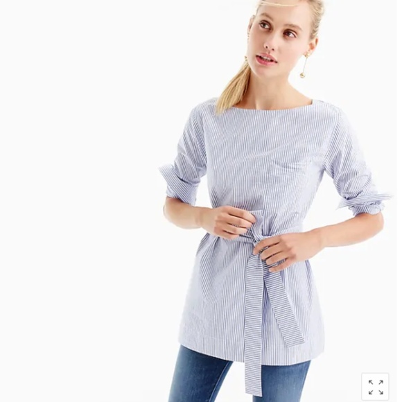 J. Crew Tops - J. Crew 12 Striped Boatneck Tunic With Tie 3527